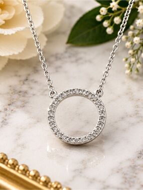 Diamond eternity necklace set in Sterling silver with Natural Mined Diamonds